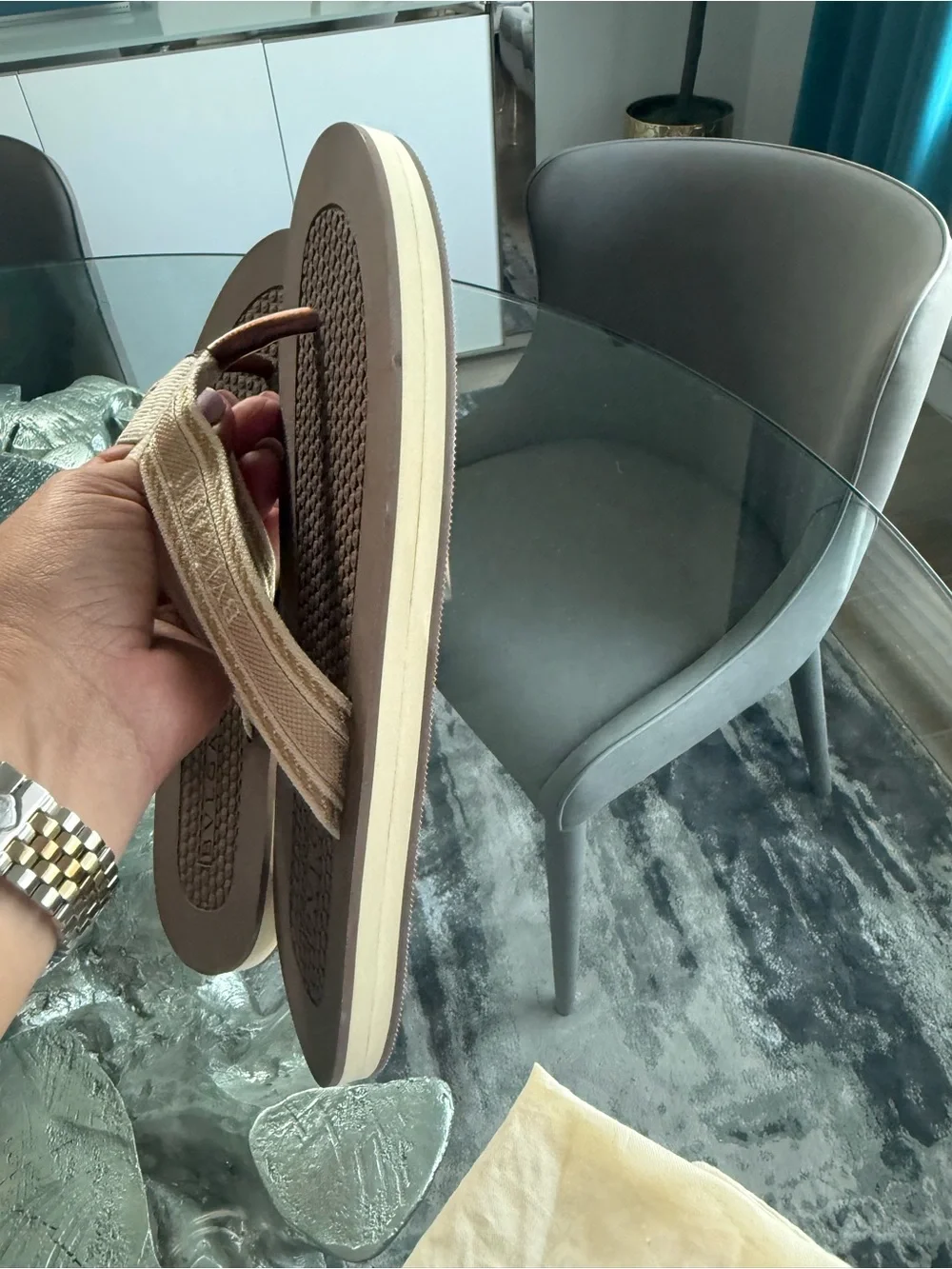 Bulgari woman’s Brown & Beige Flip Flop Sandals